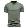 Herren Kurzarm Henley-T-Shirt mit modernem Reißverschluss und hochwertiger Baumwollmischung