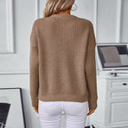 Damen modischer Strickpullover mit strukturierten Mustern und Rundhalsausschnitt
