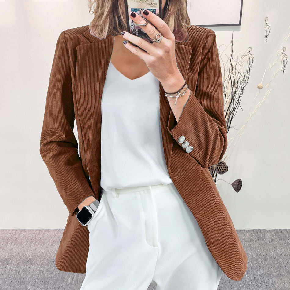 Damen elegante Blazerjacke mit Streifenmuster und modernem Schnitt R&B