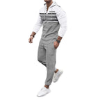 Herren nan Henley-Kapuzen-Lounge-Set mit Streifenpasse, Halbknopfleiste und konischer Jogginghose R&B