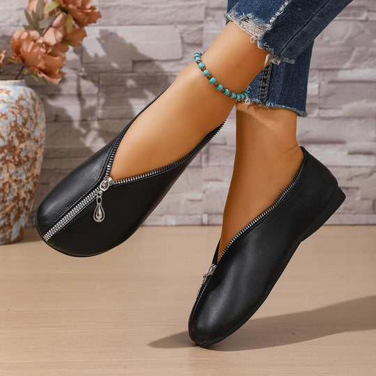 Damen bequeme Schlupfschuhe mit praktischem Reißverschluss R&B