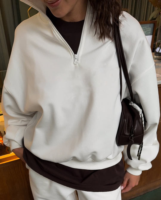 Damen sportlicher Kapuzenpullover mit hohem Kragen und breitem Schnitt R&B