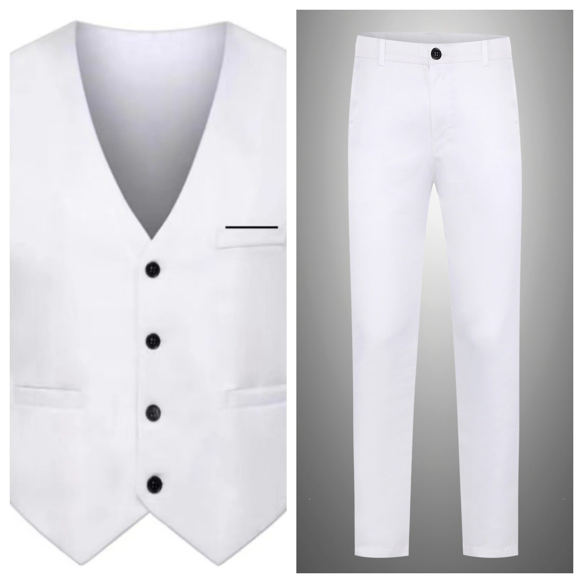 Herren nan elegante Satinweste mit V-Ausschnitt und schmal geschnittene Anzughose R&B