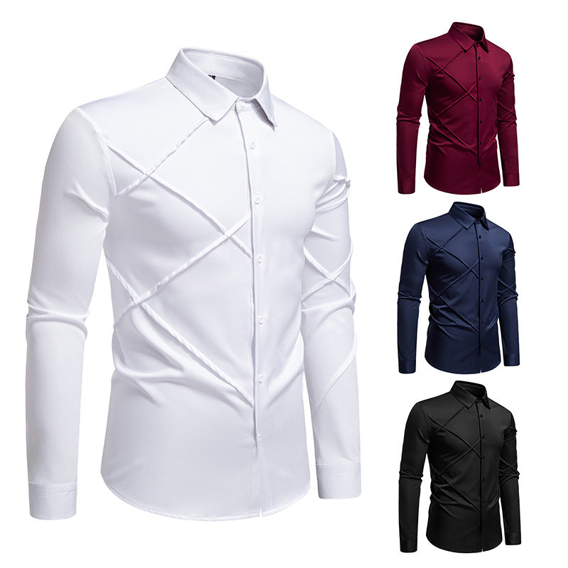 Herren Langarmhemd mit asymmetrischem Design R&B