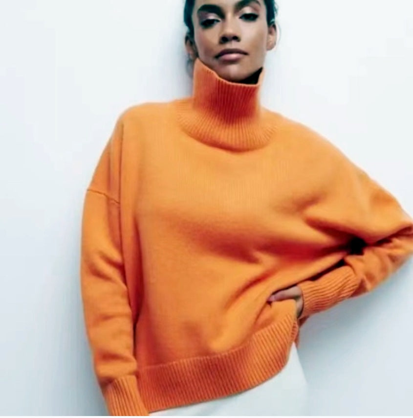 Damen Modischer Rollkragenpullover aus weichem Material R&B
