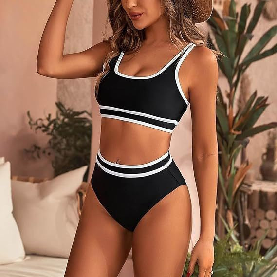 Damen Sportives Bikini-Set mit hohem Bund R&B