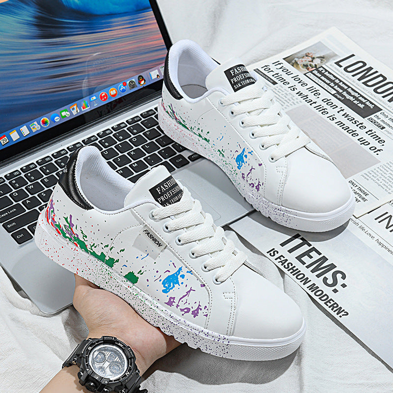 Damen Mode Sneakers mit farbenfrohem Spritzdesign und rutschfester Sohle