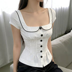 Damen tailliertes Blusenshirt mit schickem Kragen R&B