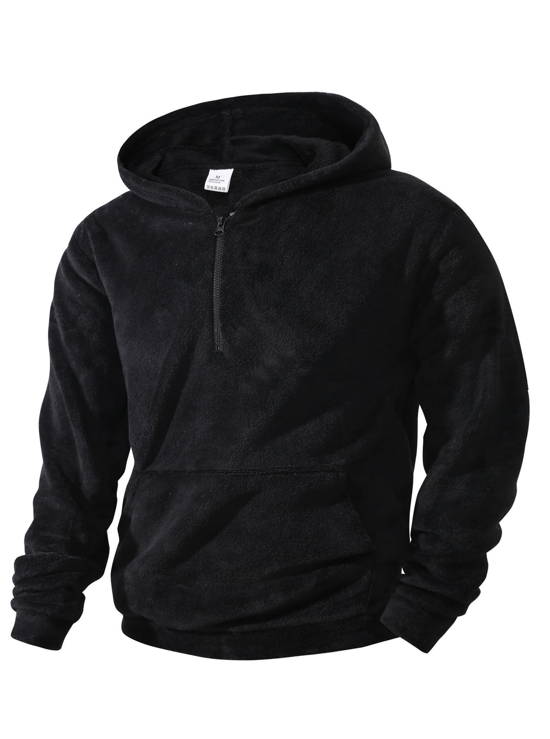 Herren Fleece-Hoodie mit innovativem halblangem Reißverschluss R&B