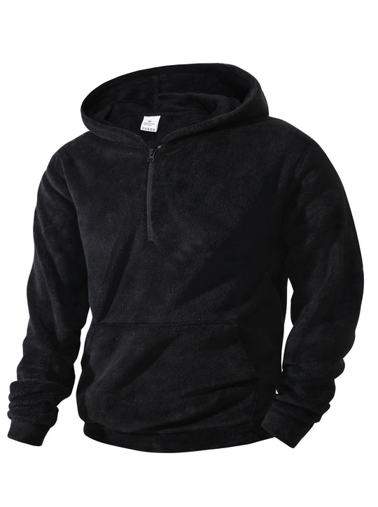 Herren Fleece-Hoodie mit innovativem halblangem Reißverschluss R&B