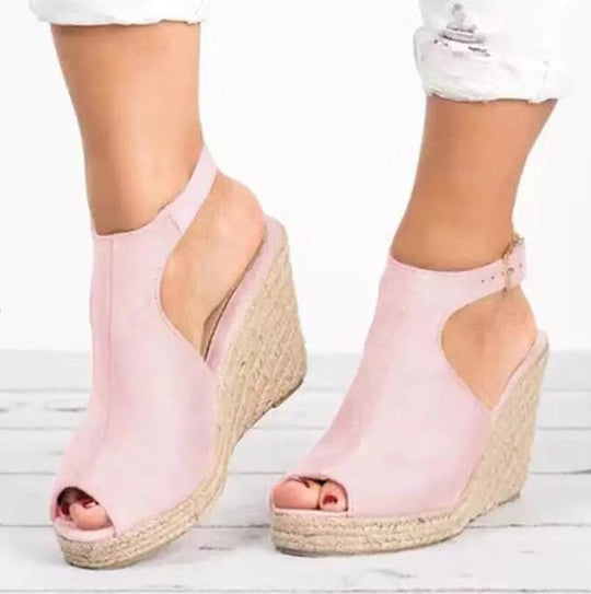 Damen Wedge-Sandaletten aus hochwertigem Material mit offener Zehenpartie und raffiniertem Riemendesign R&B