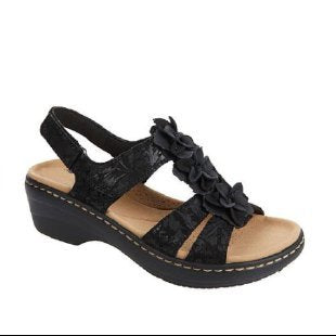 Damen komfortable Sandalen mit dekorativen Blumendetails R&B