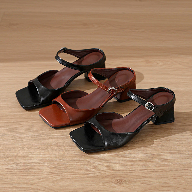 Damen Slingback-Sandaletten mit quadratischer Zehenpartie und komfortablem Blockabsatz