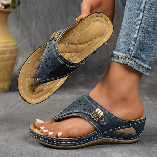 Damen Zehentrenner-Sandalen mit floralem Design R&B
