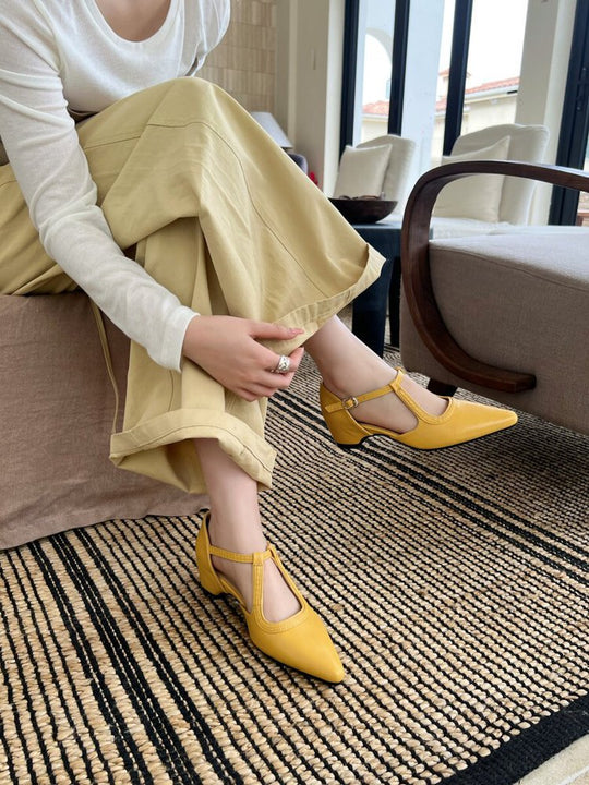 Damen elegante Slingback-Pumps aus hochwertigem Leder mit modischem Design R&B