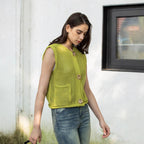 Damen Strickweste mit Knopfdetails und praktischen Taschen