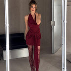 Damen Mini-Kleid mit aufregendem Wickeldesign und verführerischem Drapierungsdetail R&B