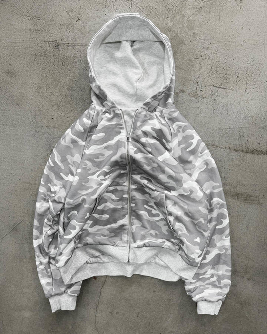 Unisex nan gefütterte Kapuzenjacke kurz geschnitten mit Kreuz-Reißverschluss R&B