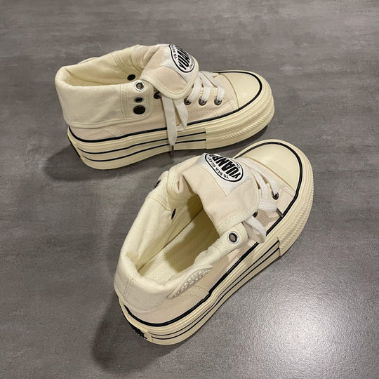 Damen High-Top Sneakers mit modischem Falten-Look und langlebiger Gummisohle R&B