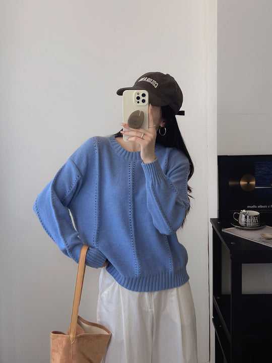 Damen Gemusterter Strickpullover mit bequemen Oversized-Schnitten R&B