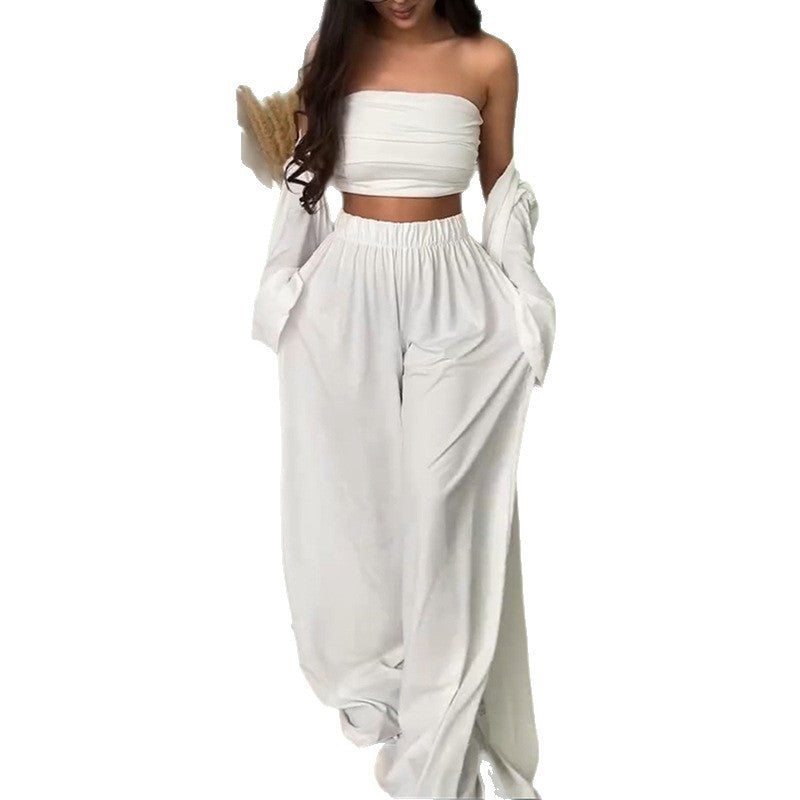 Damen eleganter Lounge-Anzug mit weit geschnittenem Cardigan R&B