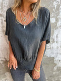 Damen Lässige Bluse mit elastischem Rüschensaum R&B