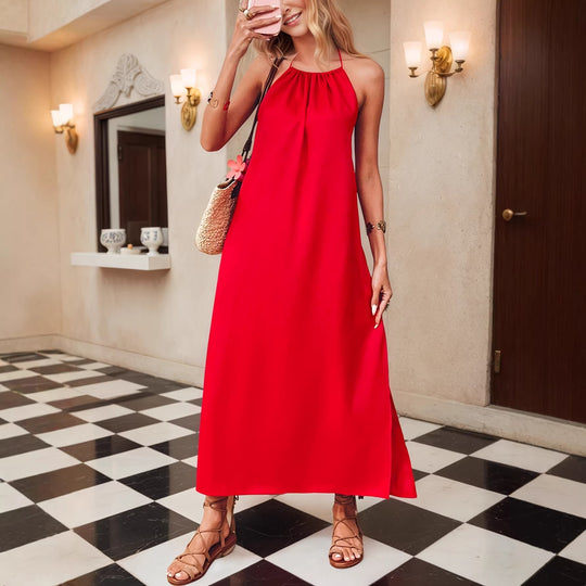 Damen Maxi-Kleid mit elegantem Halterbügel R&B