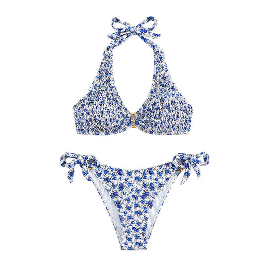 Damen Triangel-Bikini mit verstellbaren Trägern und floralem Design R&B