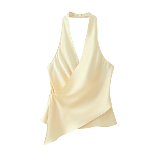 Damen Wickeloberteil aus fließendem Satin mit elegantem Rückenausschnitt R&B