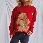 Damen festlicher Pullover mit weihnachtlichem Keksdesign R&B