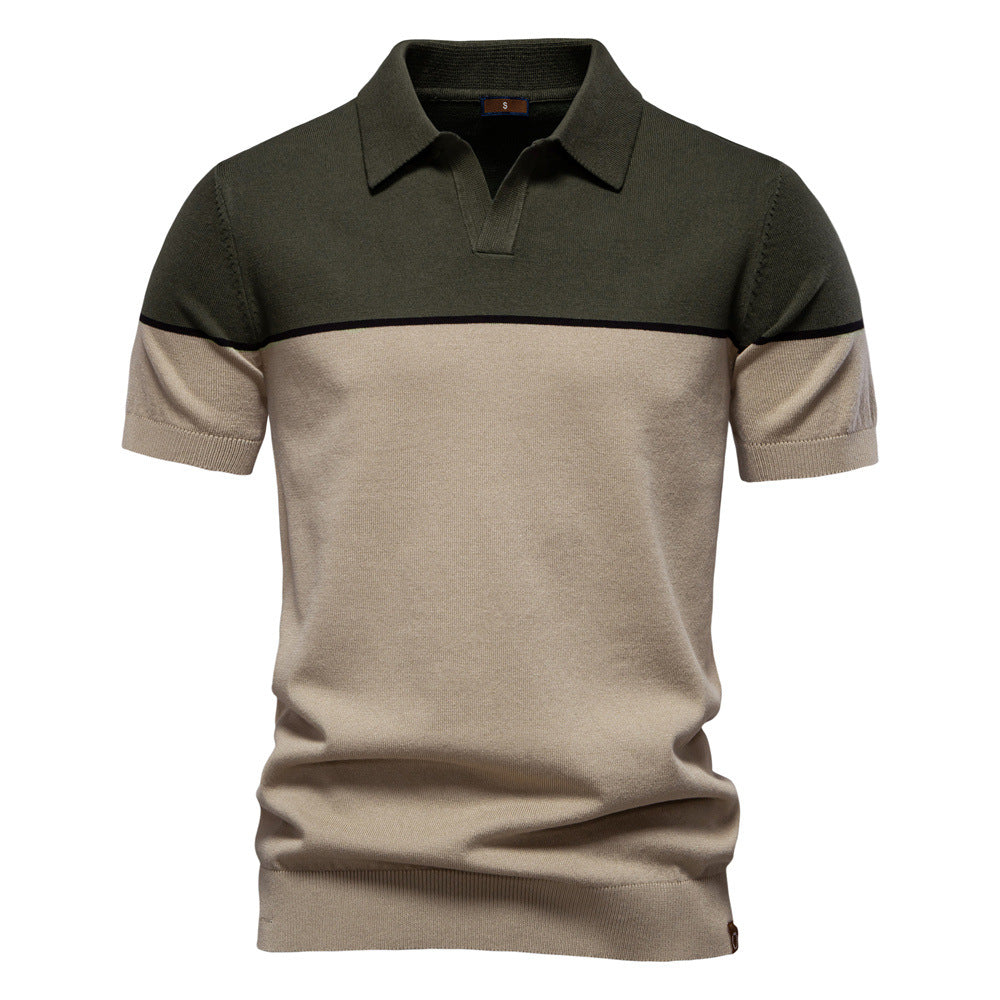 Herren Polo-Shirt mit kontrastierendem Farbblockdesign und hochwertiger Piqué-Textur