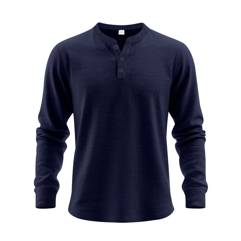 Herren Langarm-Henley-Shirt aus weichem Baumwollmix R&B