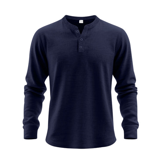 Herren Langarm-Henley-Shirt aus weichem Baumwollmix R&B