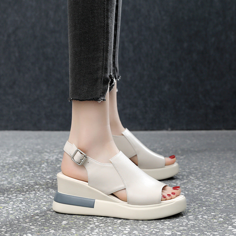 Damen Bequeme und elegante Plateau-Sandaletten mit offener Zehenpartie R&B