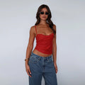 Damen elegantes Spaghetti-Top mit feinem Spitzenbesatz R&B