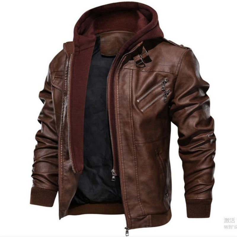 Herren jacke im modernen Biker-Stil mit abnehmbarer Kapuze R&B