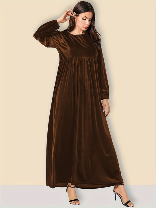 Damen Elegantes Maxikleid aus samtigem Stoff mit weitem Schnitt R&B