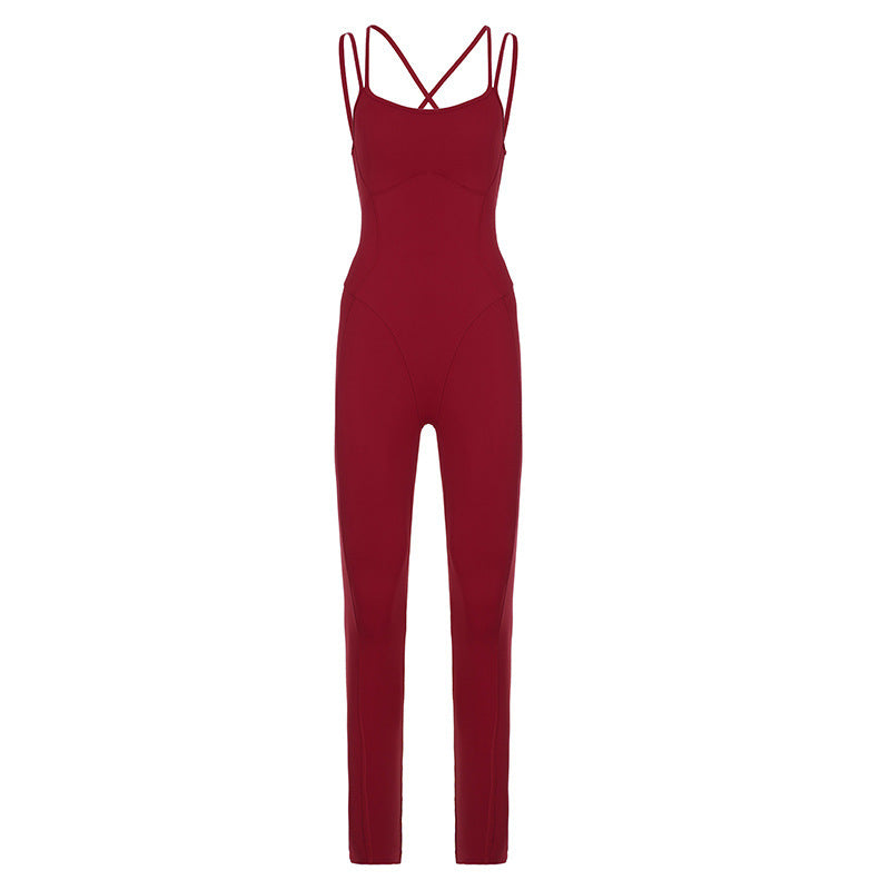 Damen Sportlicher Overall mit dünnen Trägern und figurbetonendem Schnitt R&B