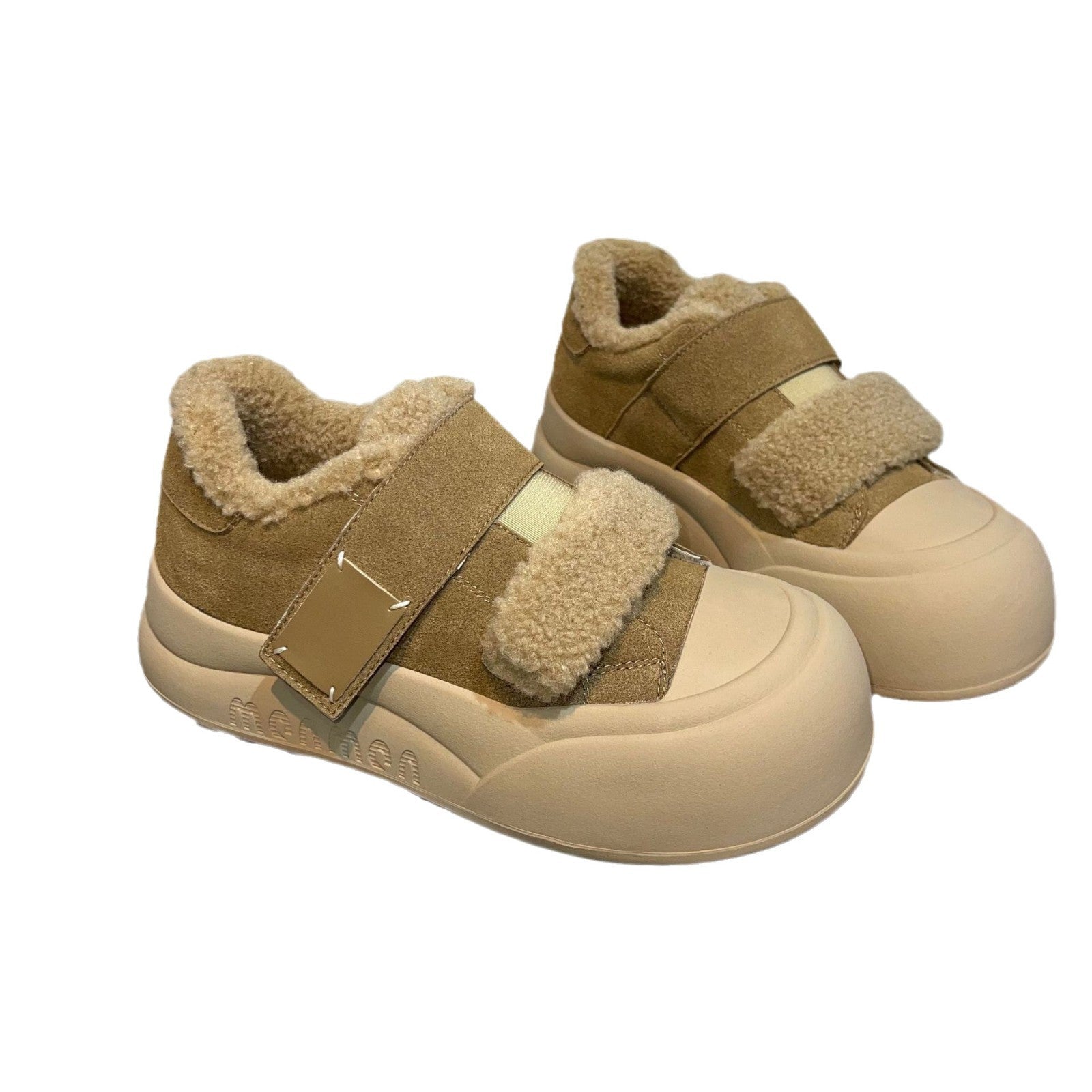 Damen komfortable Sneakers mit kuscheligem Innenfutter und verstellbarem Klettverschluss R&B