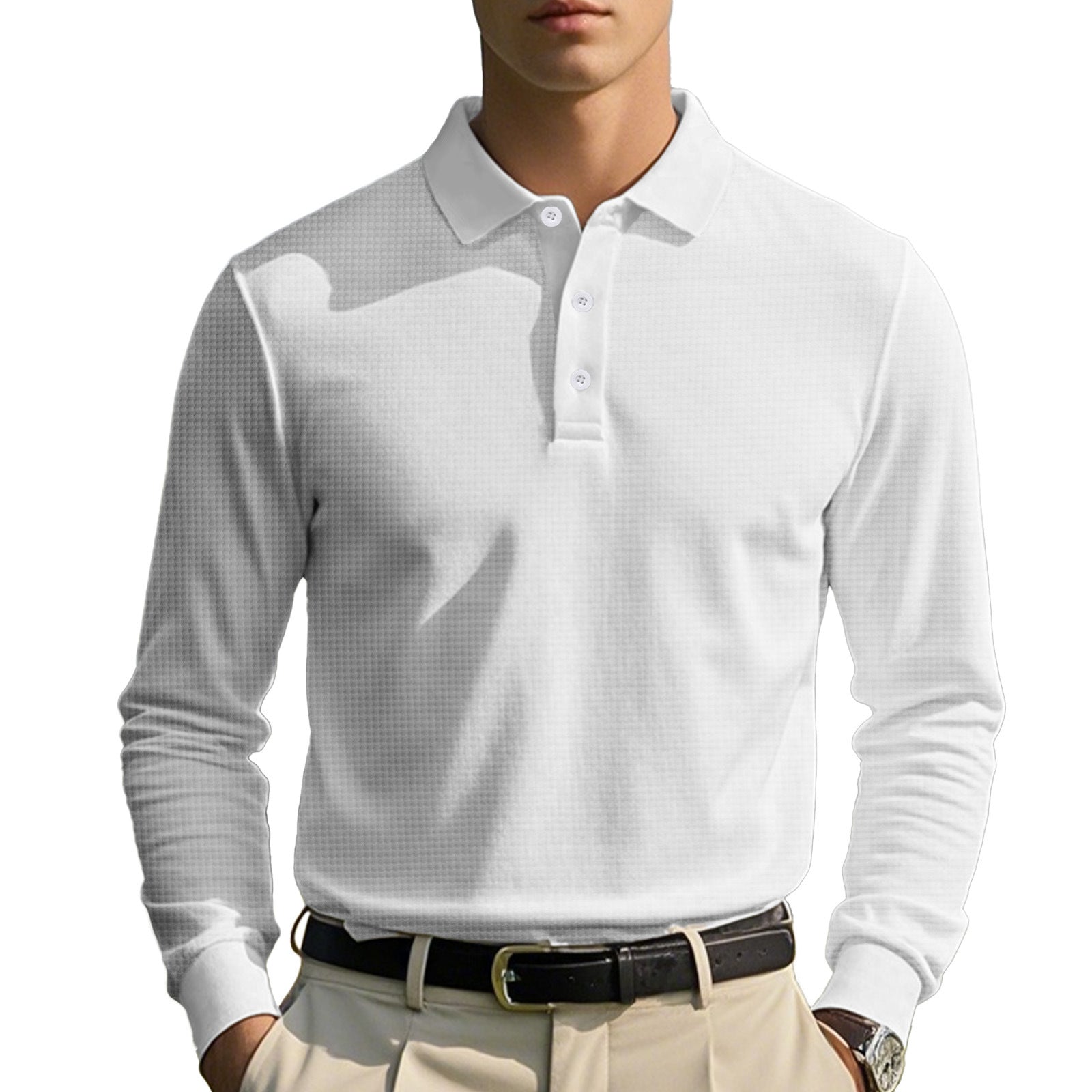 Herren Langarm-Poloshirt aus atmungsaktiver Baumwollmischung R&B