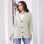Damen Grober Strickcardigan mit praktischen Taschen und eleganten Knopfdetails R&B