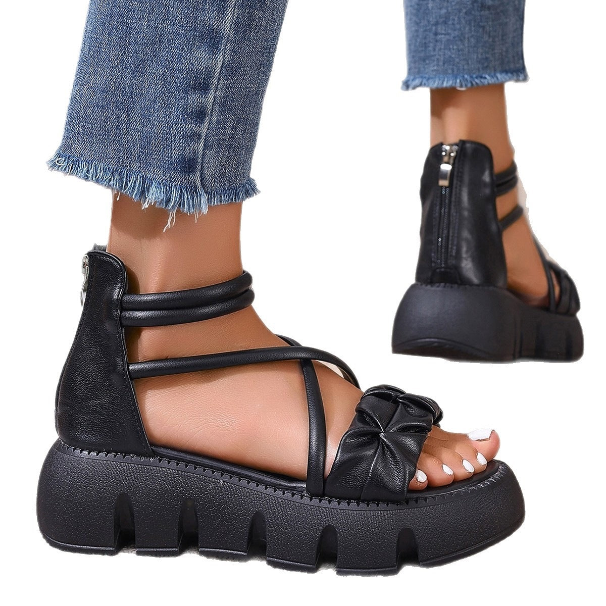 Damen Komfortable Riemchen Sandalen mit voluminösem Schnitt R&B