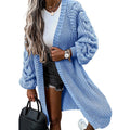 Damen Langer Strickcardigan mit voluminösen Puffärmeln und offenen Seiten R&B