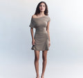 Damen Off-Shoulder Kleid mit Raffung R&B