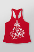 Herren nan athletisches Stringer Tanktop rückenfreier Schnitt mit Kontrastpaspel und Kraftsportmotiv R&B