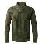 Herren Strickpullover mit modernem Zopfmuster und Stehkragen R&B