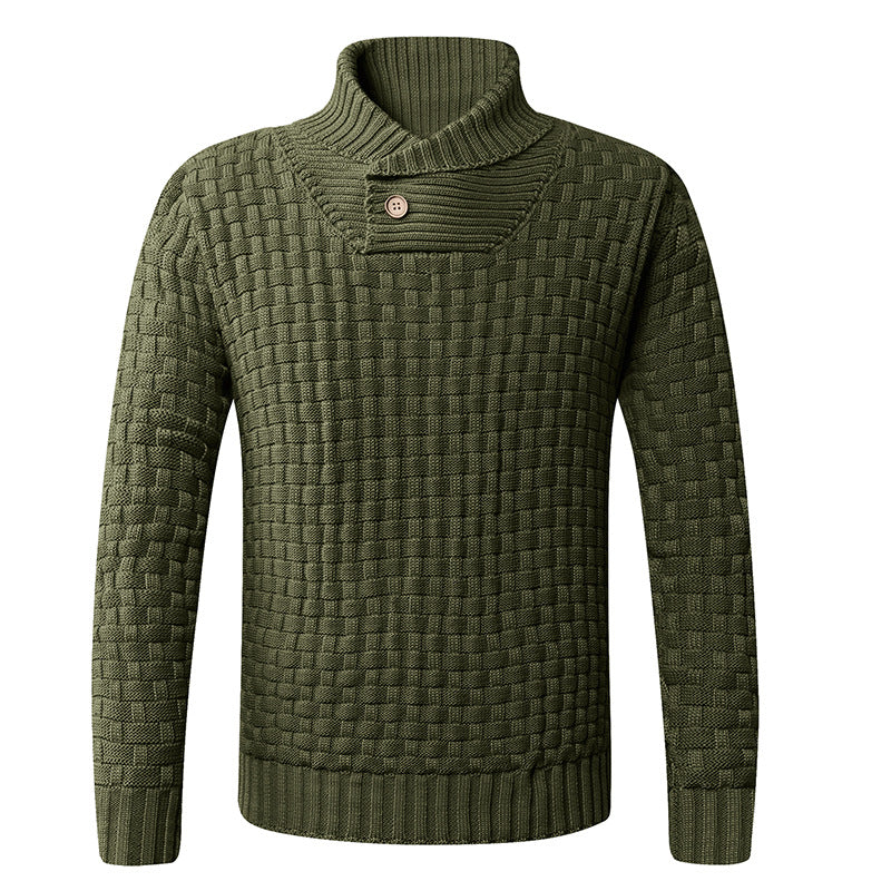 Herren Strickpullover mit modernem Zopfmuster und Stehkragen R&B