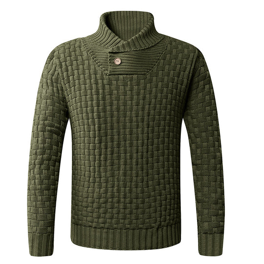 Herren Strickpullover mit modernem Zopfmuster und Stehkragen R&B