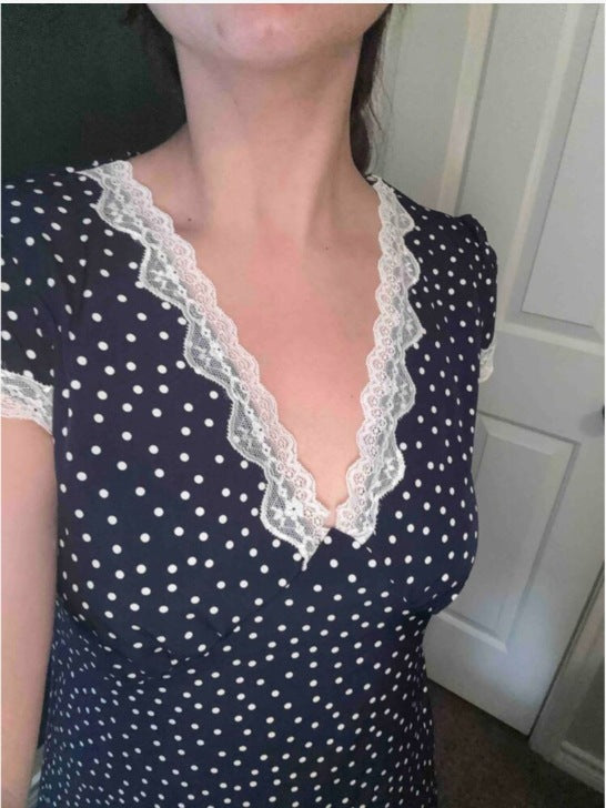 Damen Maxikleid mit raffiniertem Schnitt und floralen Spitzenakzenten R&B