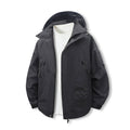 Herren funktionale Outdoor-Jacke mit verstellbarem Kapuzenbereich und zahlreichen Taschen R&B